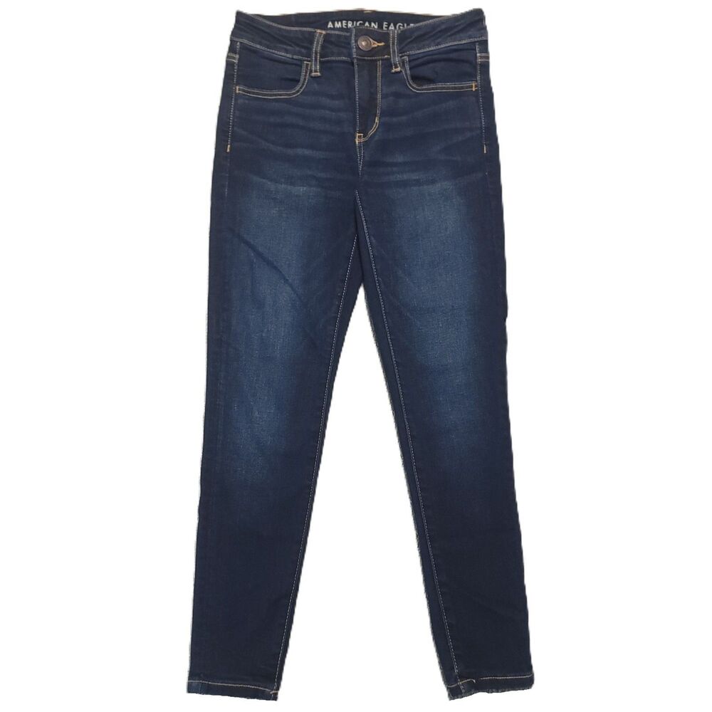 American Eagle Jegging Womens 2 X-Short Jeans Stretch Dark Blue Denim